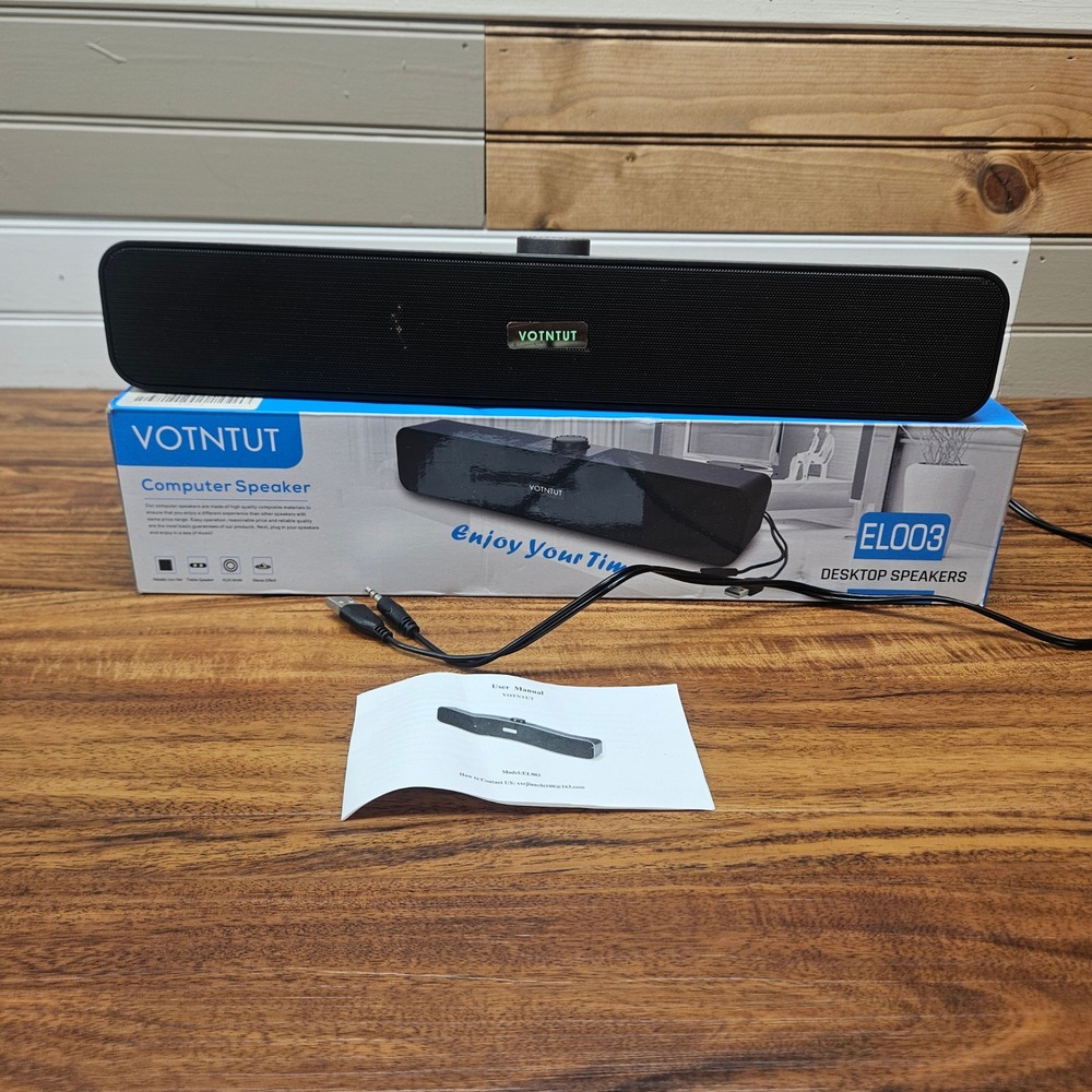 VOTNTUT EL003 Desktop Speakers USB Powered Computer Soundbar Black